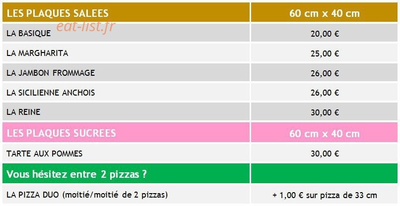 Pizza au feu de bois — carte page 6