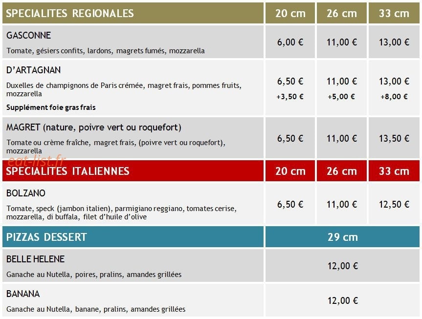 Pizza au feu de bois — carte page 4