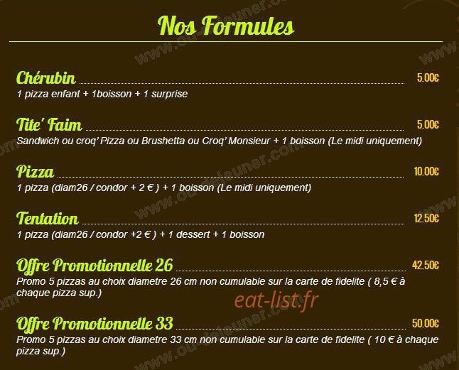 Pizzas Tentations — carte page 7