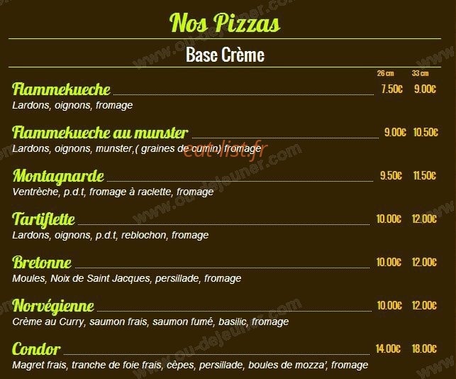Pizzas Tentations — carte page 2
