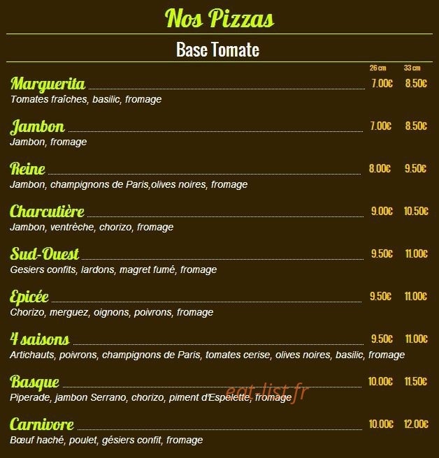Pizzas Tentations — carte page 3
