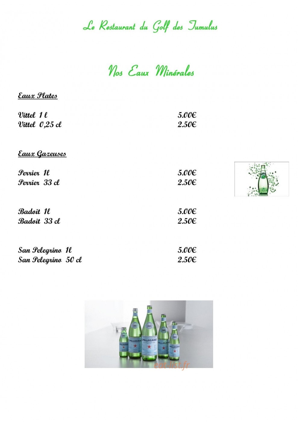 Restaurant du golf des Tumulus — carte page 10