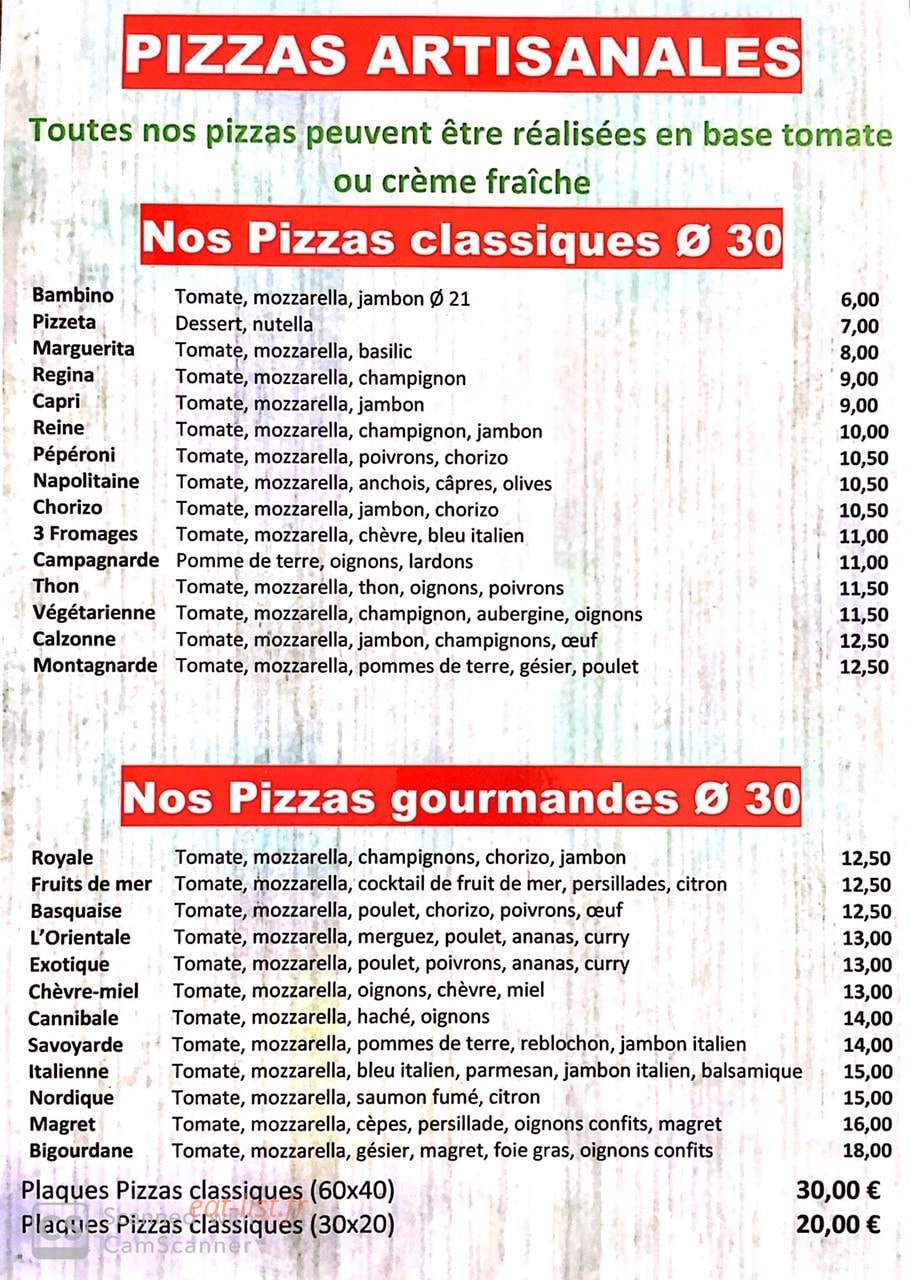 Pizza 65 — carte page 2