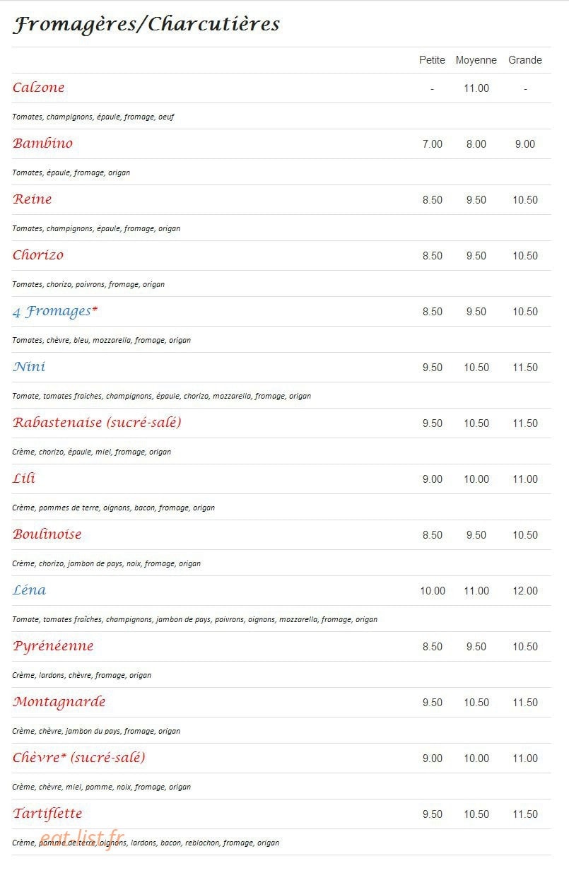 Pizza Nini — carte page 2