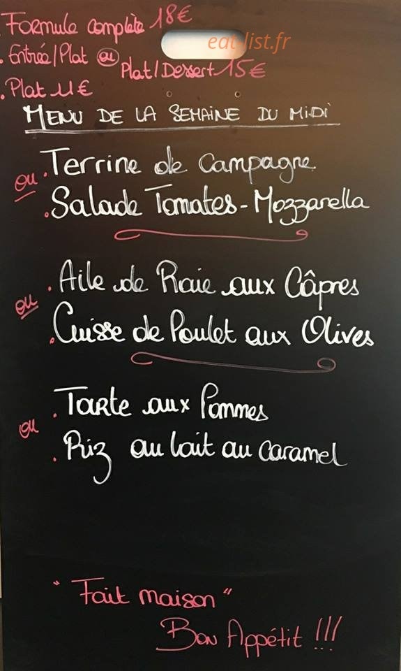 Le Bistro — carte page 1