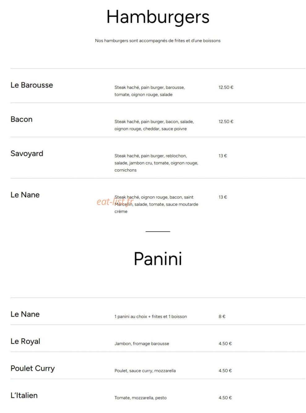 Chez Nane — carte page 4