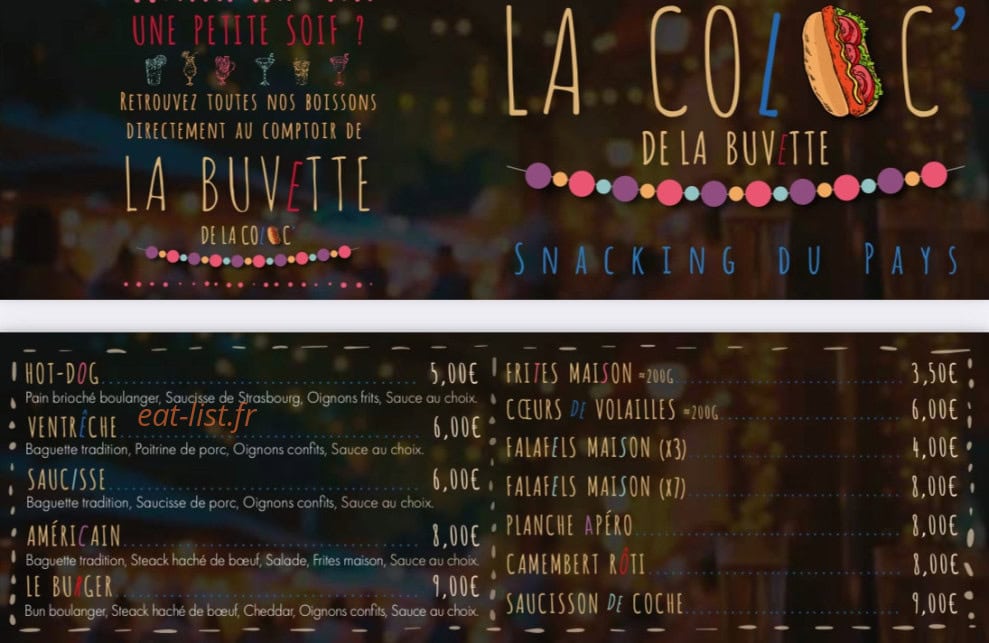 La Buvette — carte page 1