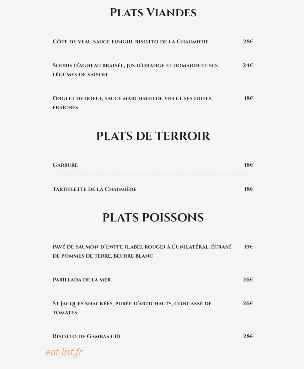 La Chaumière du Bois — carte page 3