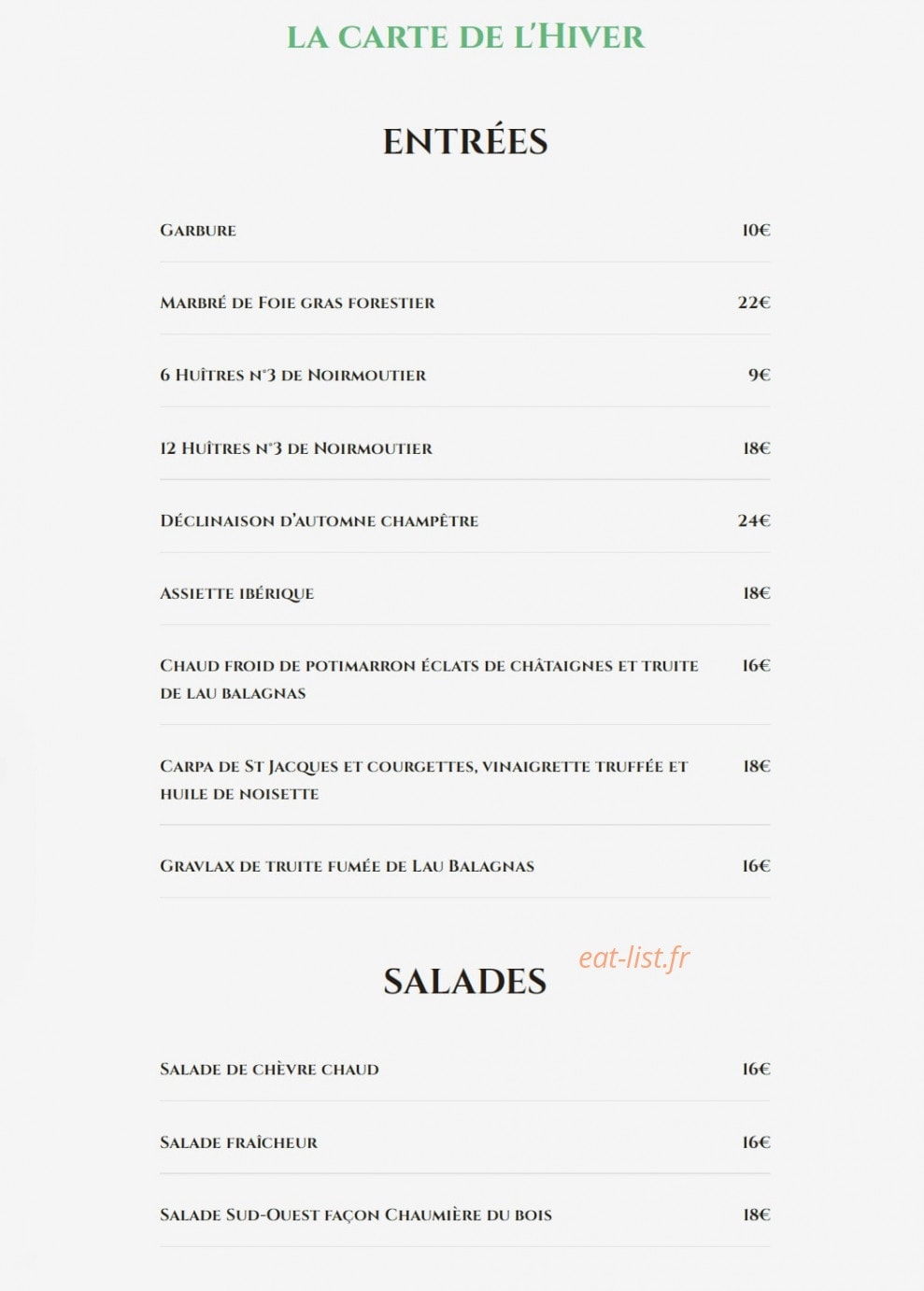 La Chaumière du Bois — carte page 2
