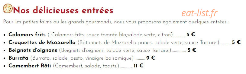 La pizza feu de bois 65 — carte page 1