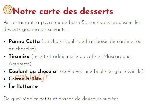 La pizza feu de bois 65 — carte page 4