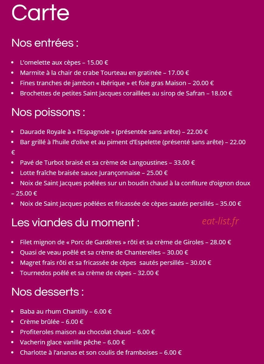 La Vieille Auberge — carte page 2