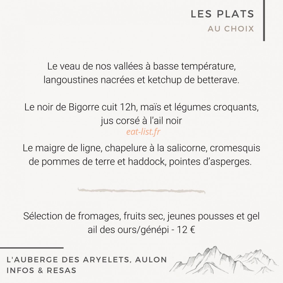 Auberge des Aryelets — carte page 4