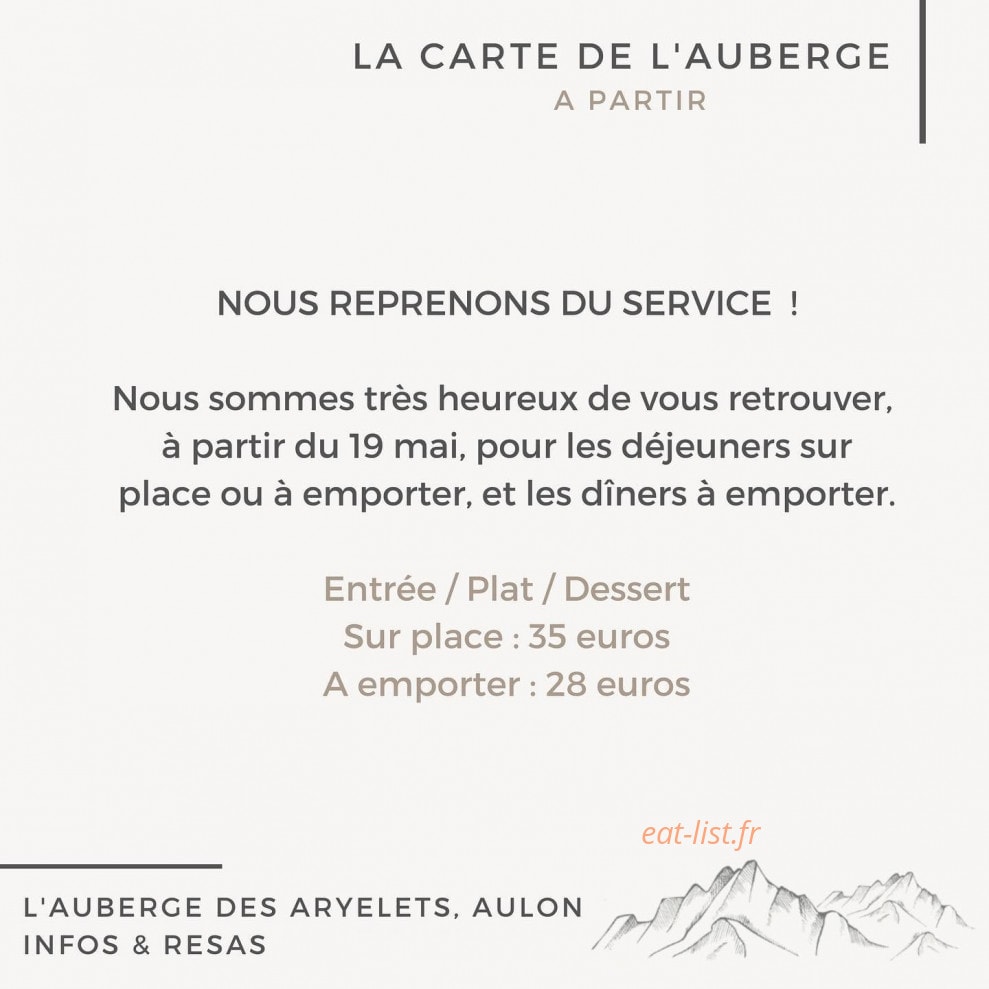 Auberge des Aryelets — carte page 6