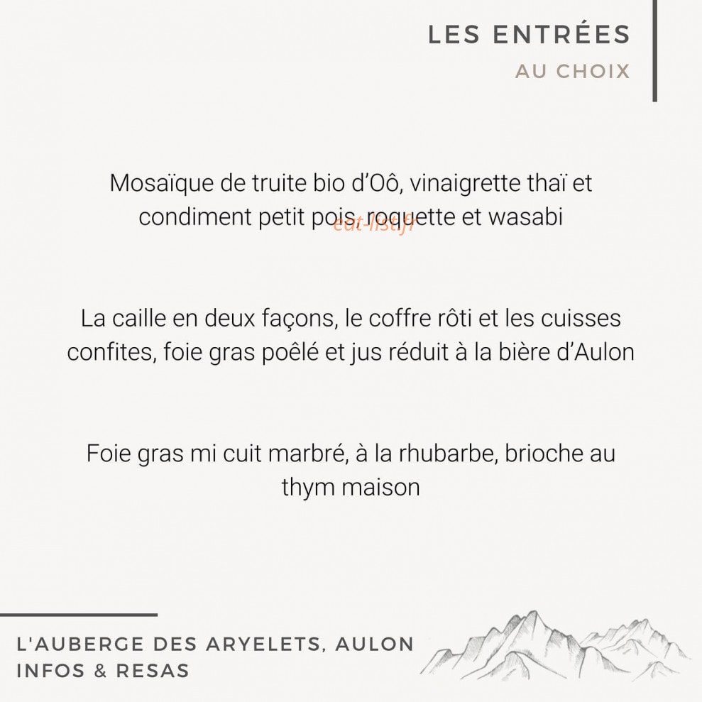 Auberge des Aryelets — carte page 3