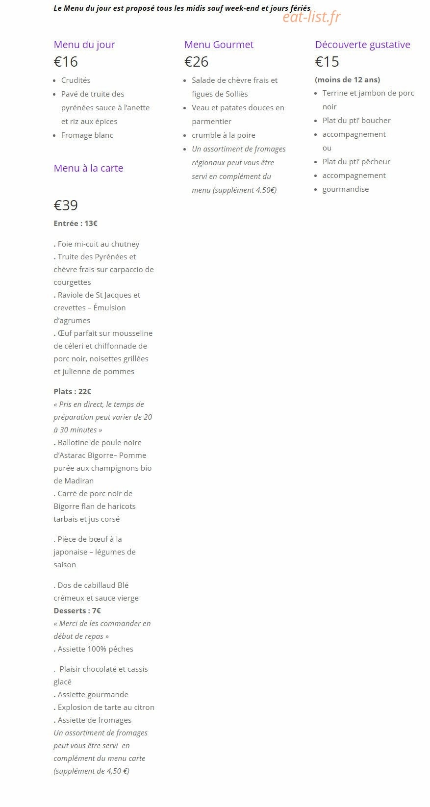 Le Réverbère — carte page 1