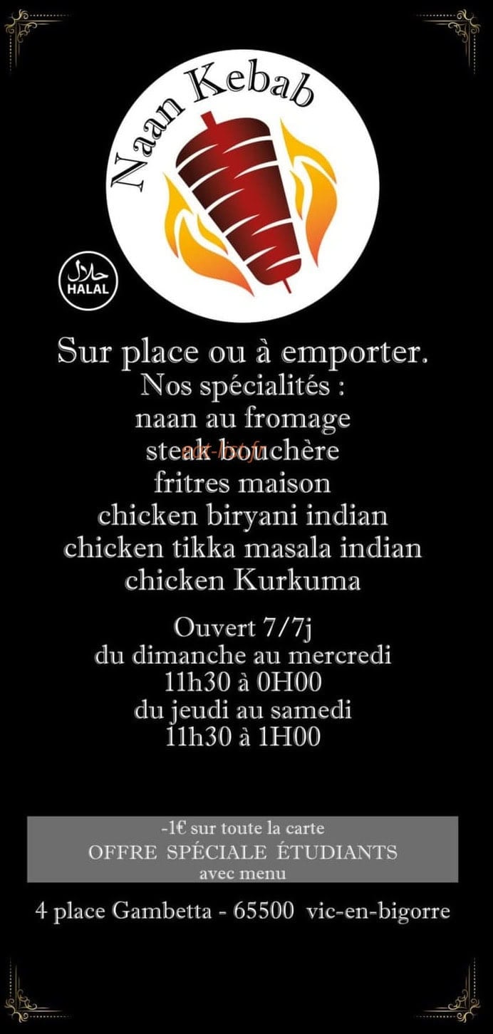 Naan kebab — carte page 1