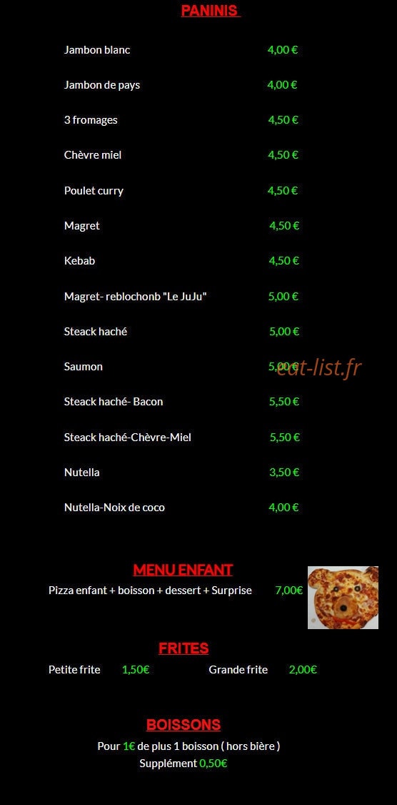 Pizz'a Vic — carte page 1