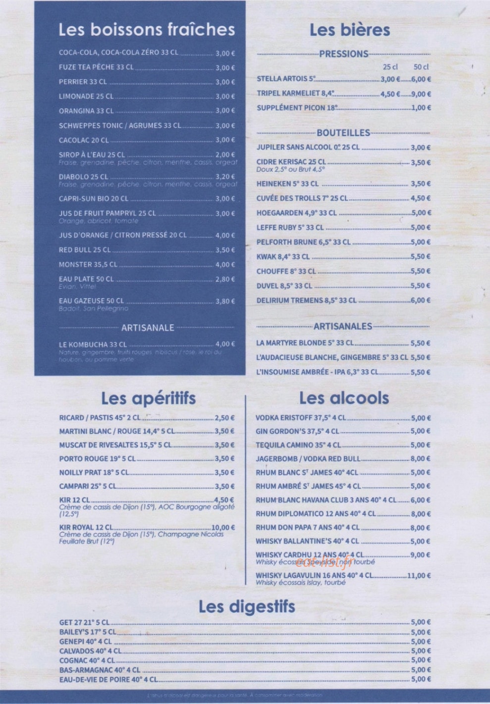 Le Resto Fa Ride — carte page 3