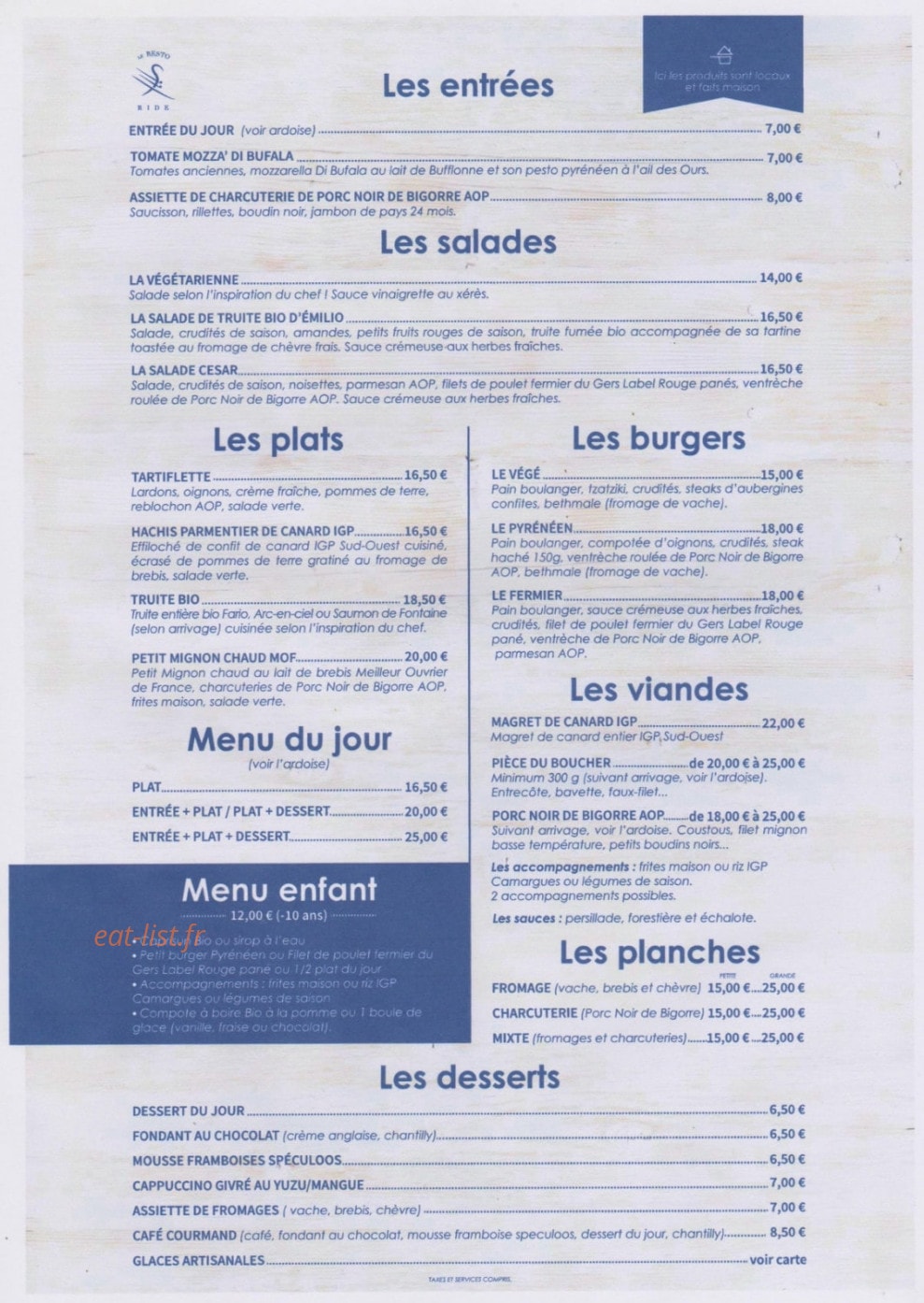 Le Resto Fa Ride — carte page 1