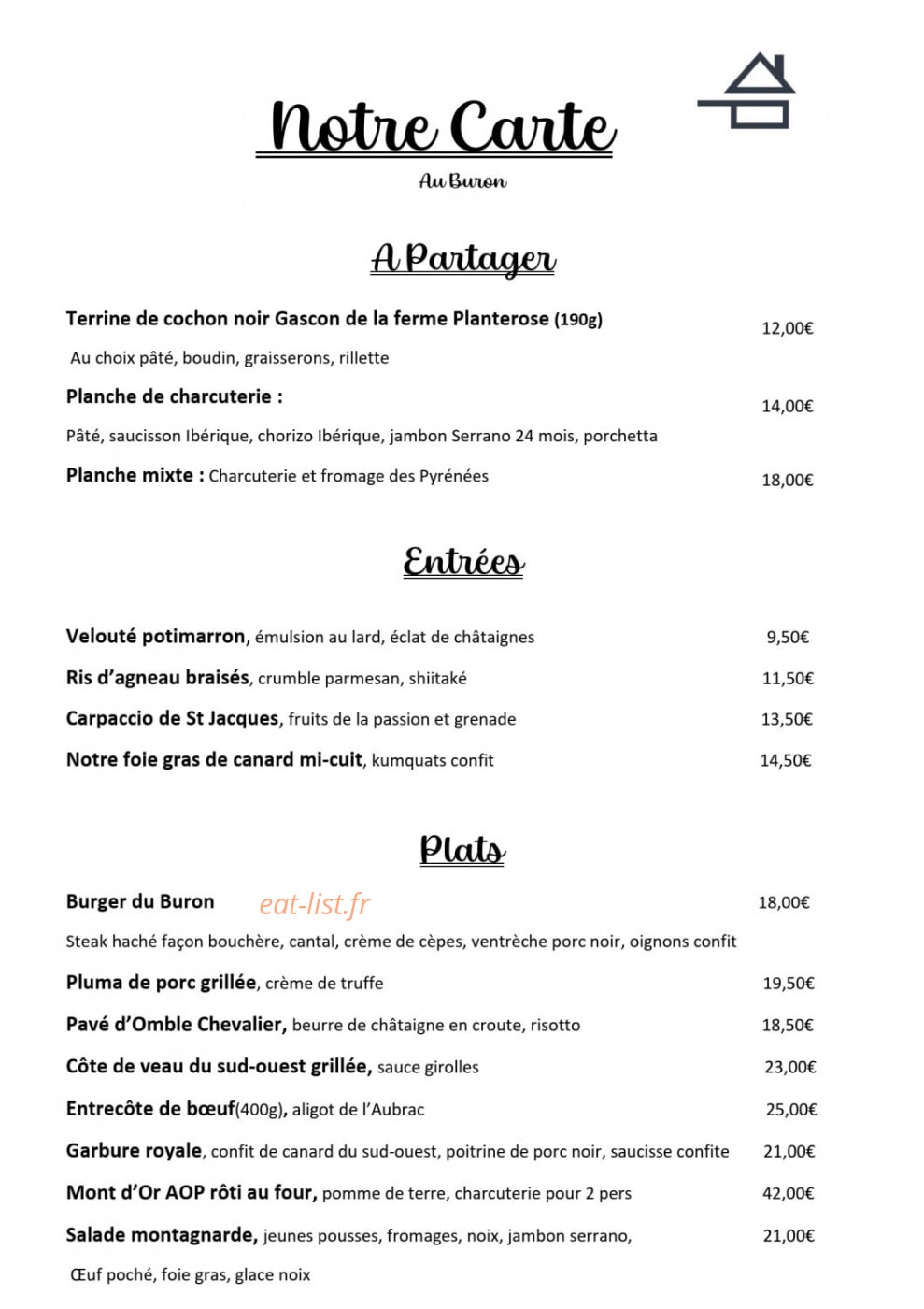 Au Buron — carte page 1