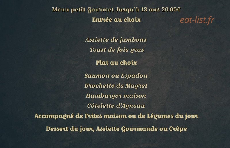 Carte et menu de L'Auberge du Château à Loudenvielle — Menu petit gourmet