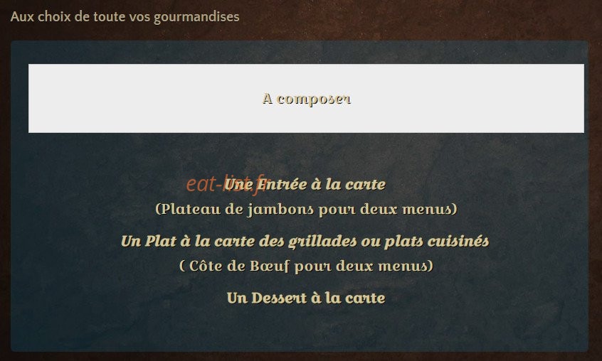 Carte et menu de L'Auberge du Château à Loudenvielle — Menu de l’auberge 42€