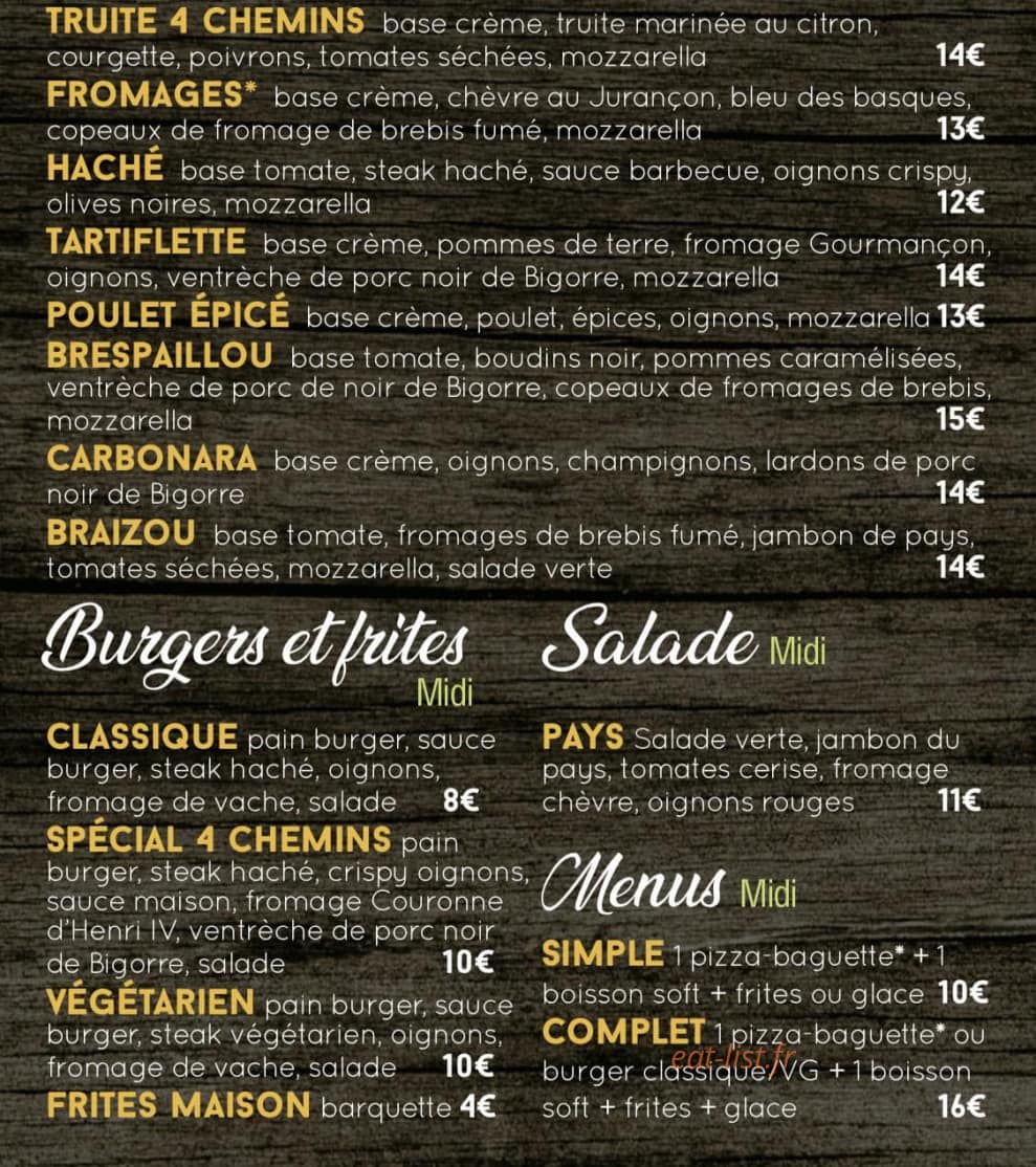 Pizzas des 4 chemins — carte page 2