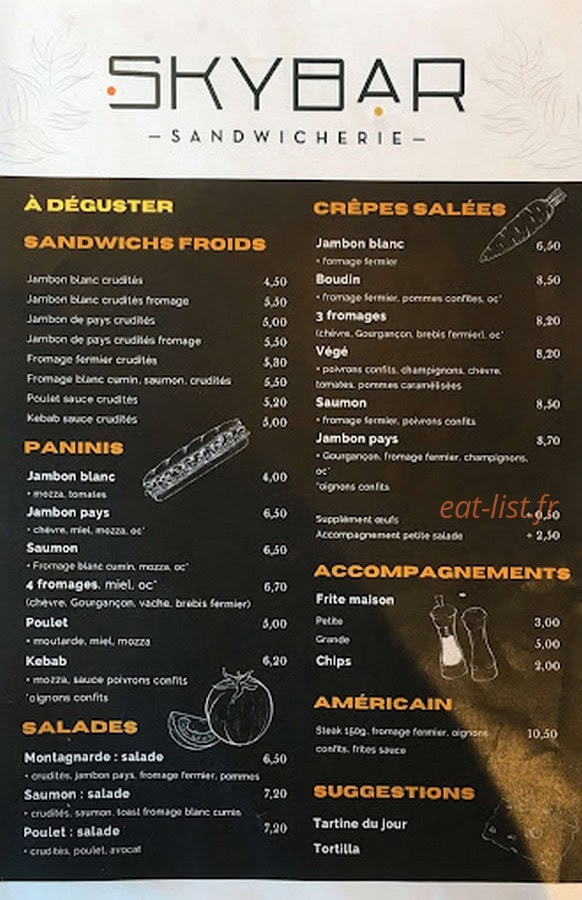 Skybar — carte page 2