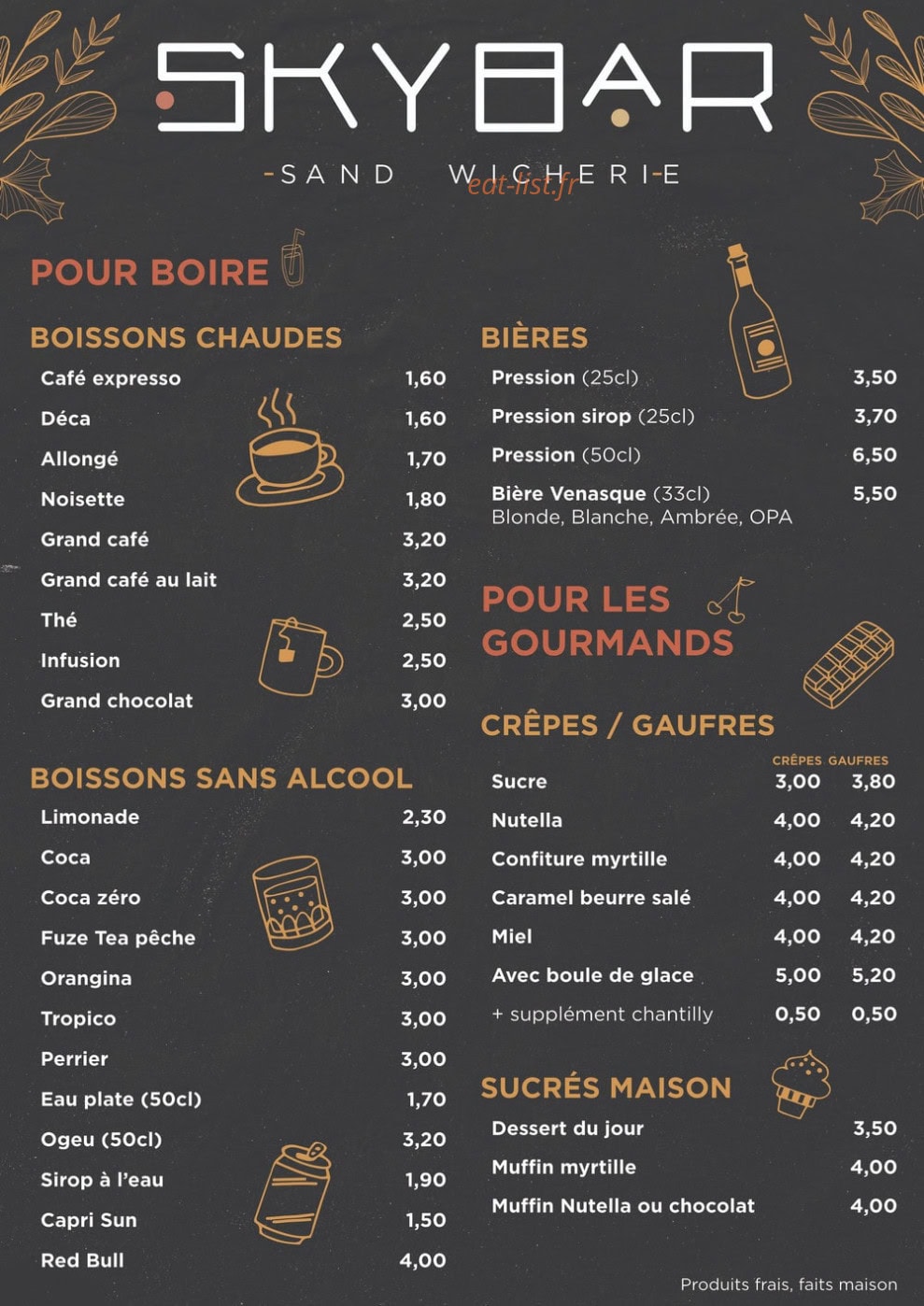 Skybar — carte page 1