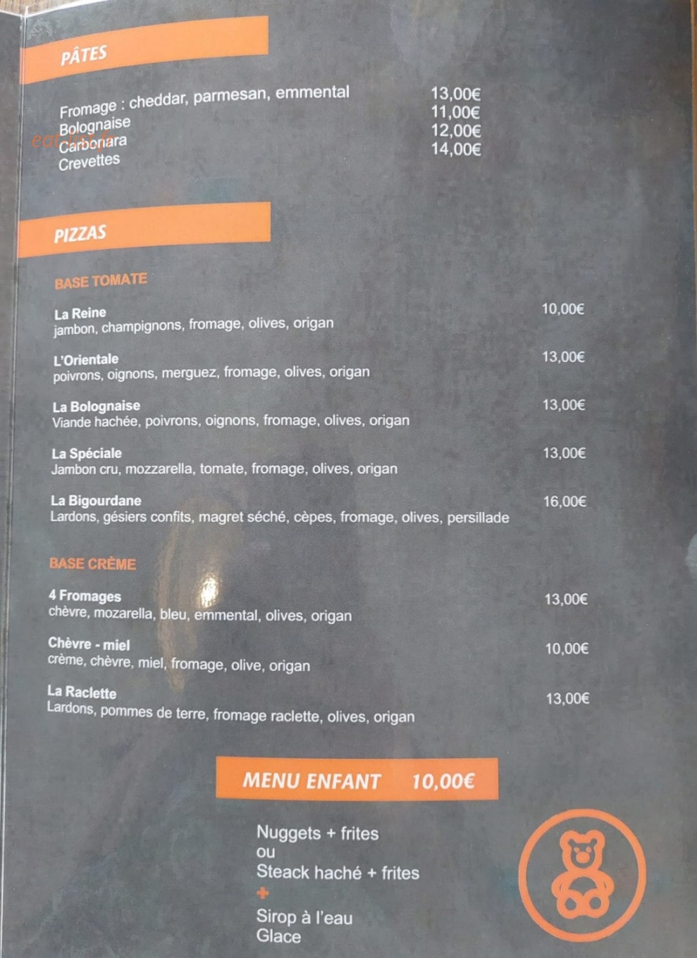 Ô p'tit restau — carte page 2