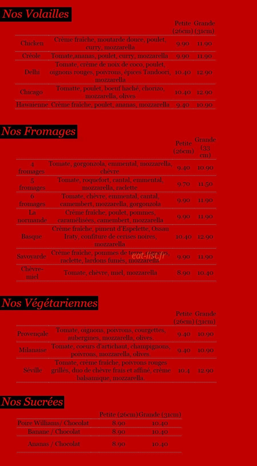 La Pizzéria de Barbazan — carte page 2