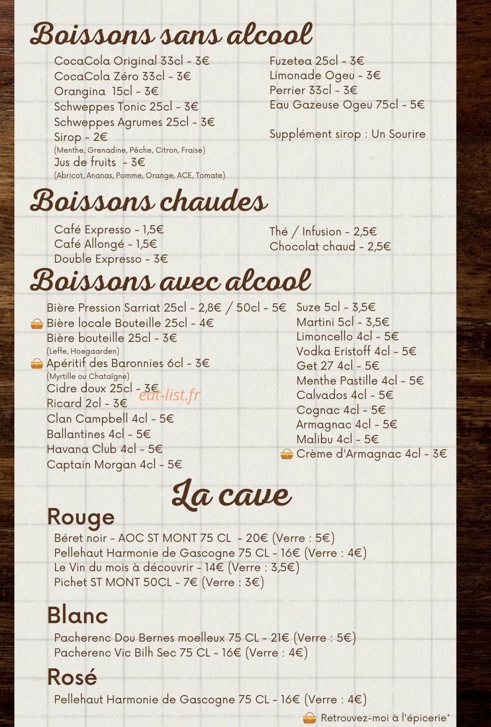Auberge Chez Gabrielle — carte page 2