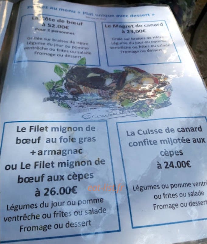 Auberge des Trois Pics — carte page 2