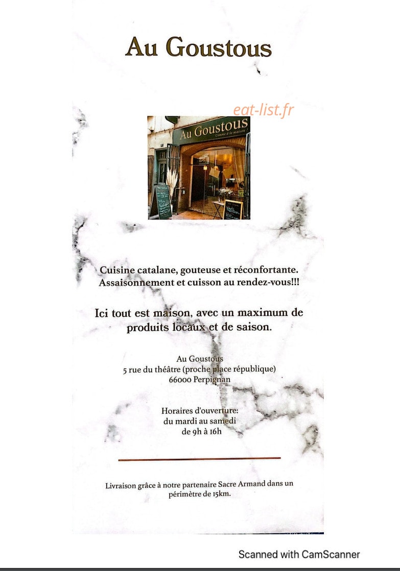 Au Goustous — carte page 1