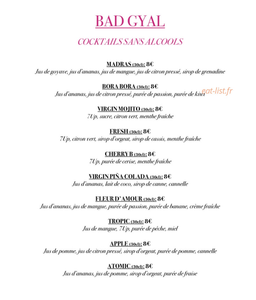 Bad Gyal — carte page 7