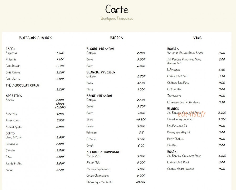 Bar de la Marée — carte page 2