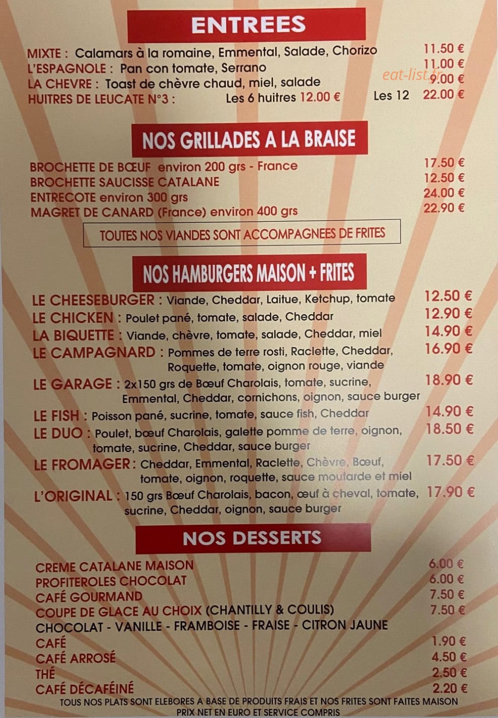 Bar tapas Restaurant au garage — carte page 2