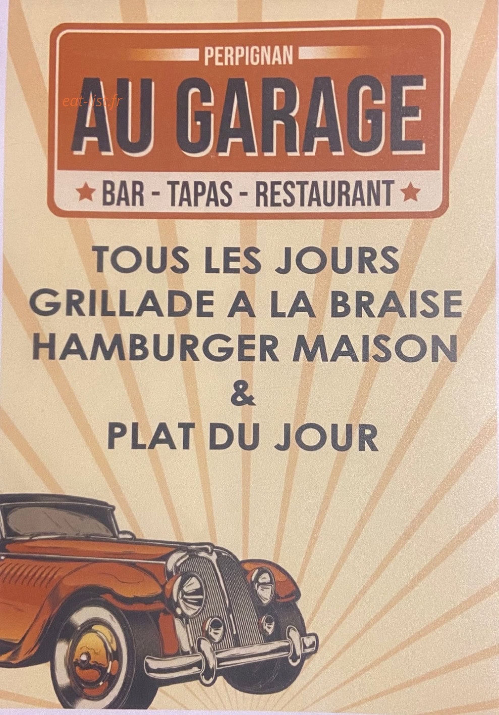Bar tapas Restaurant au garage — carte page 1