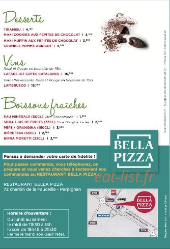 Bella Pizza — carte page 4
