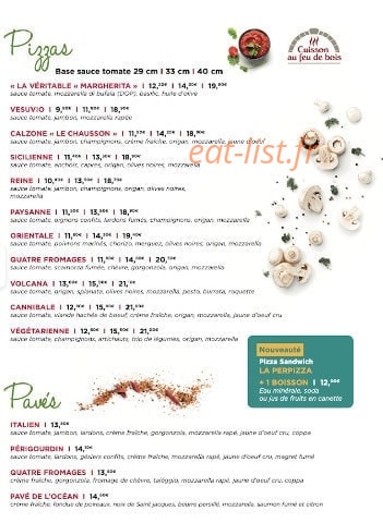 Bella Pizza — carte page 2