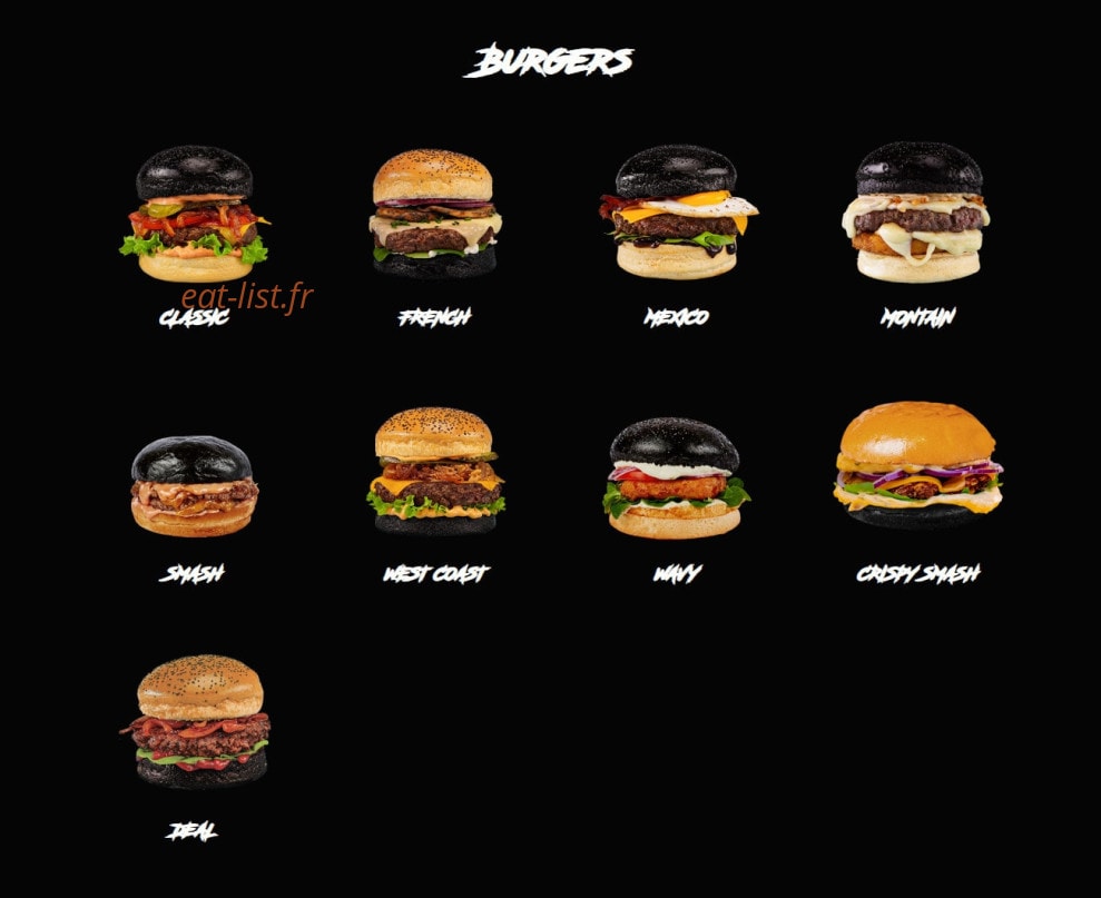Black & White Burger — carte page 1