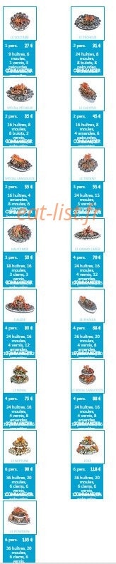 Carte et menu de Boniface Coquillages à Perpignan — Les fruits de mer