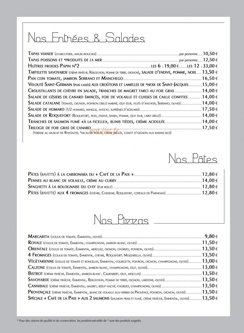 Café De La Paix — carte page 2
