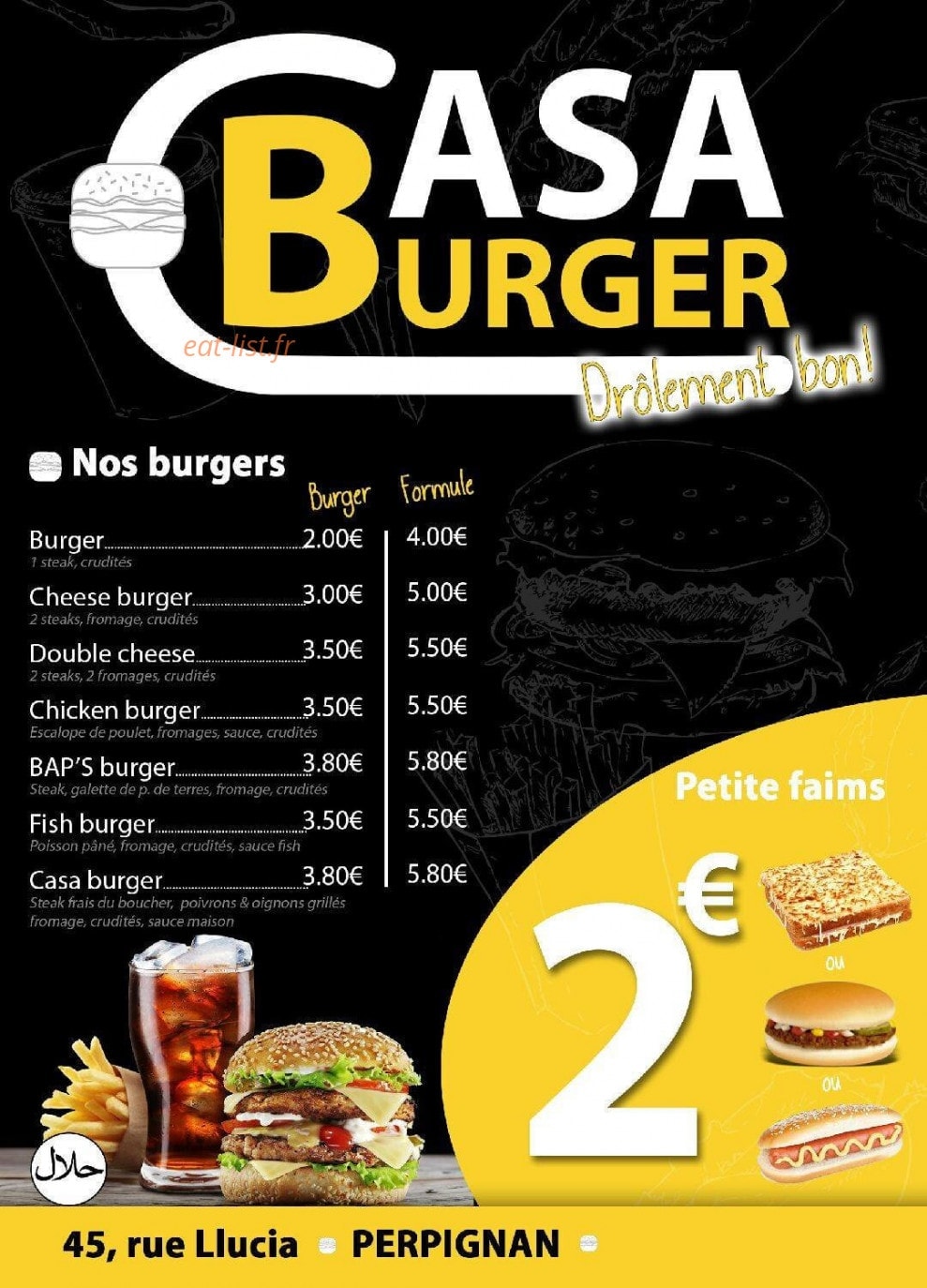 Casa Burger — carte page 1