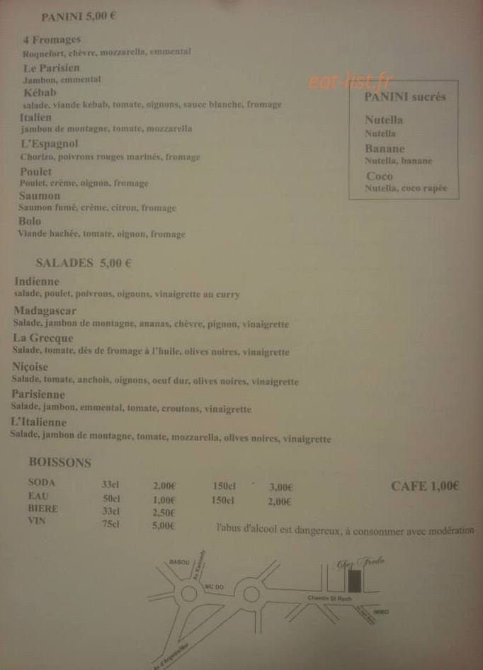 Chez Fredo Pizza — carte page 4