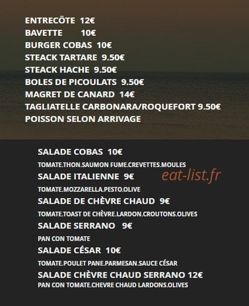 Cobas Café — carte page 1