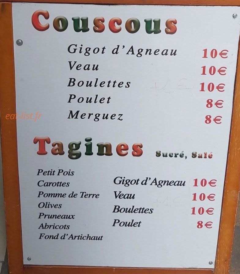 Couscous D'Ali — carte page 1