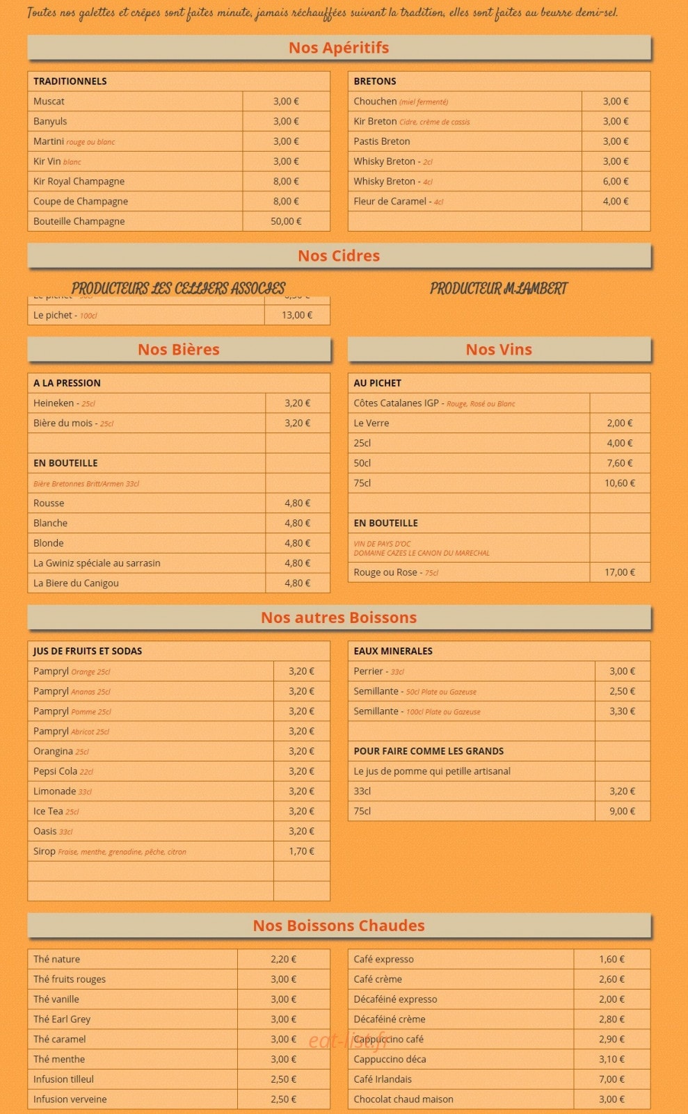 Crêperie Bretonne Suite — carte page 4