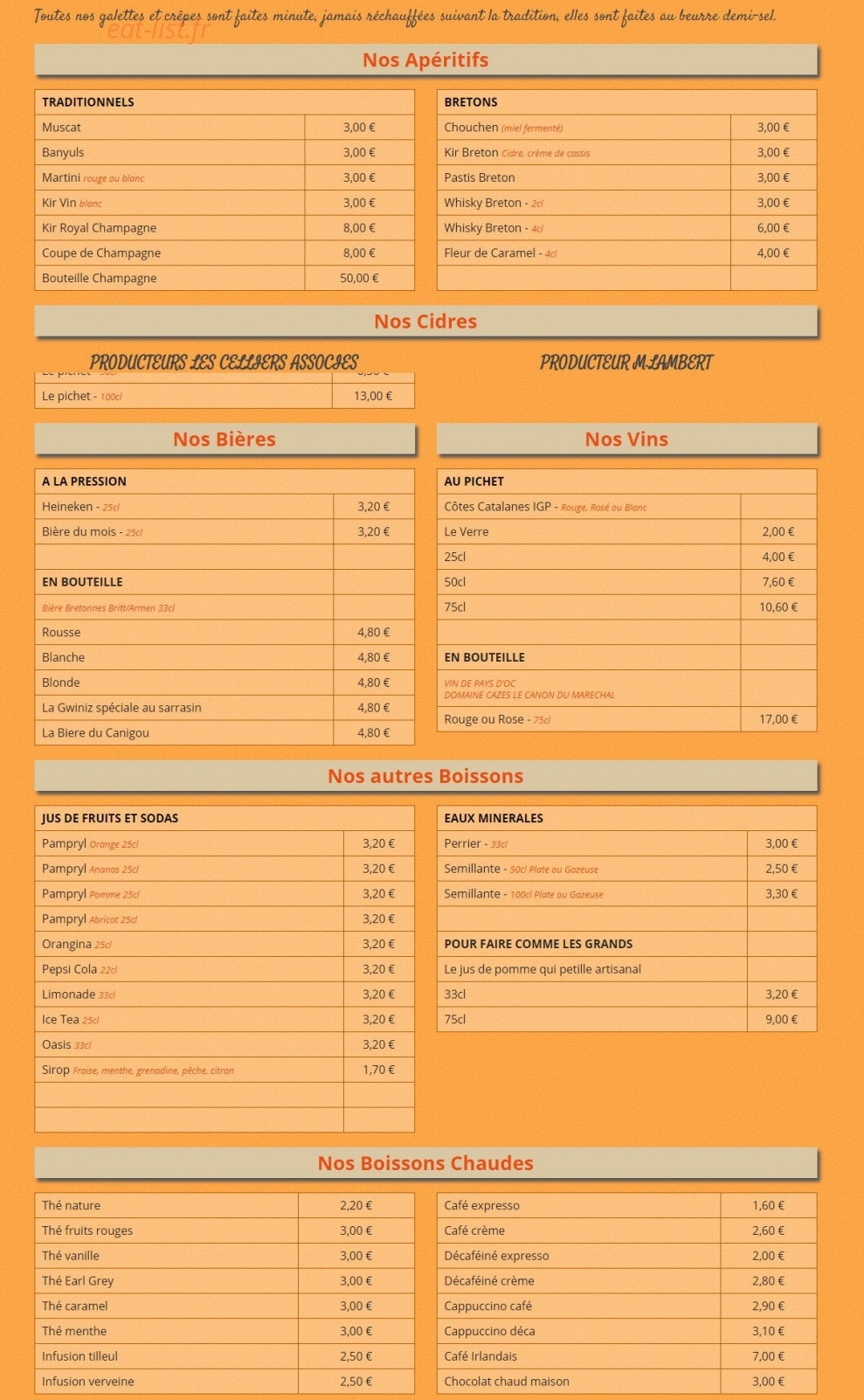 Crêperie Bretonne — carte page 4
